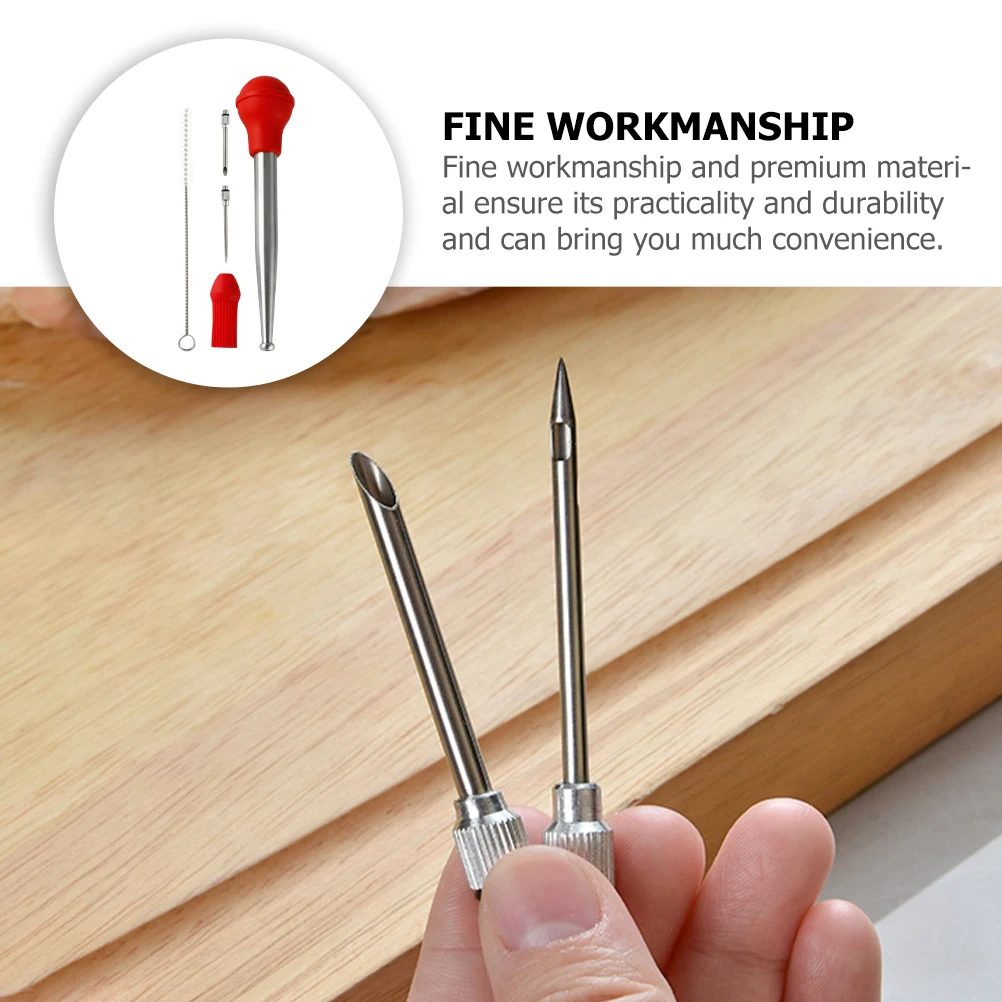 

1 set BBQ Seasoning Brush Meat Basters Set Silicone Turkey Baster Pump Cooking Accessories for Marinade Injection Outdoor Grill
