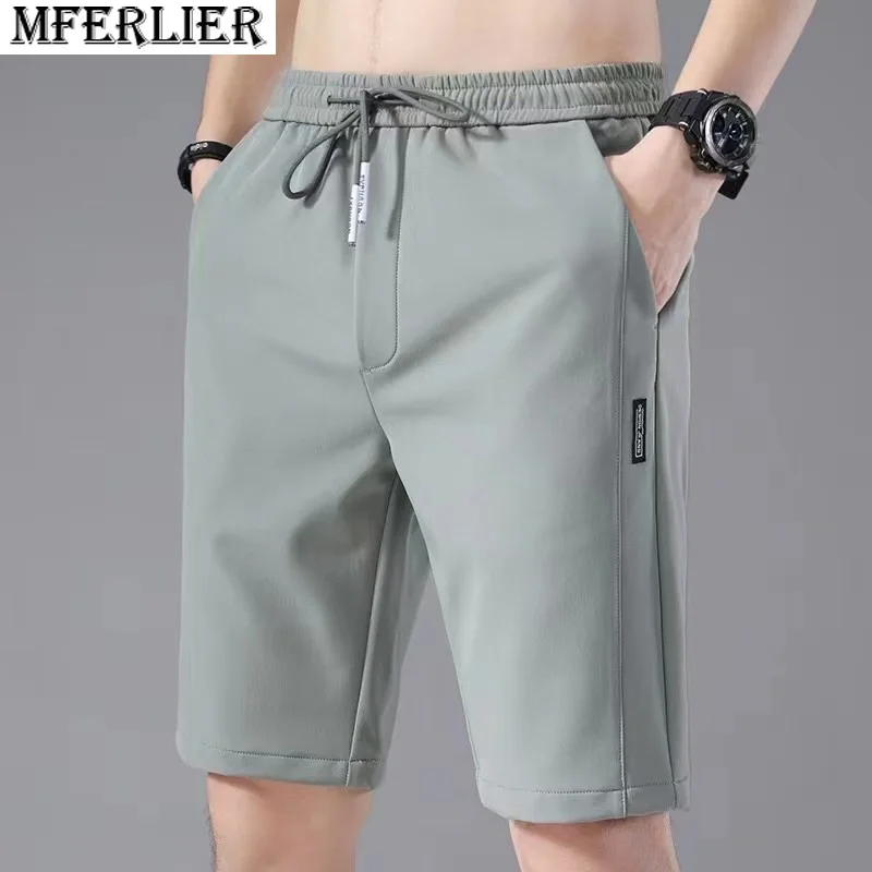 Pantalones cortos deportivos de verano para hombre, shorts de playa de secado rápido, elásticos finos verdes, sueltos, sencillos, para hacer ejercicio, para gimnasio, 5XL