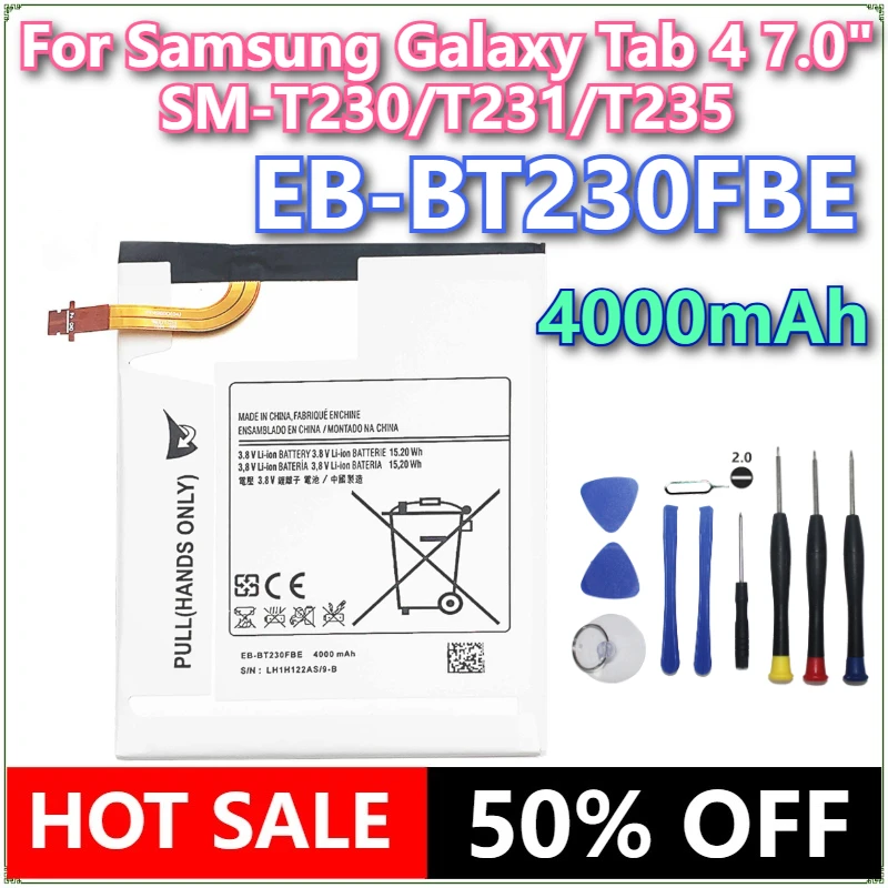 

Совершенно новый аккумулятор для планшета EB-BT230FBE 4000 мАч для Samsung Galaxy Tab 4 7,0 дюйма SM-T230/T231/T235 + инструменты