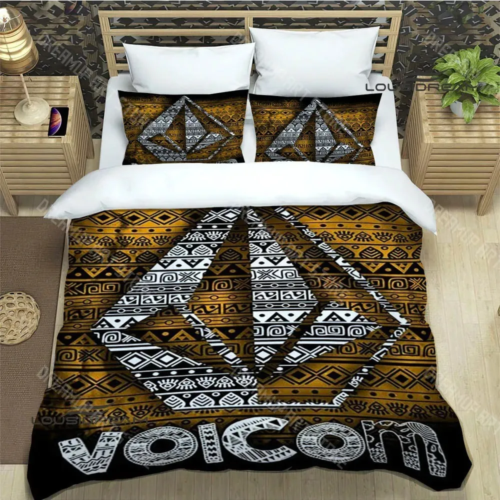 3D Printed V-VOLCOM LOGO Bedding Set for Boys Girls Duvet Cover Pillowcase Included Twin Queen King Full Single Double Sizes