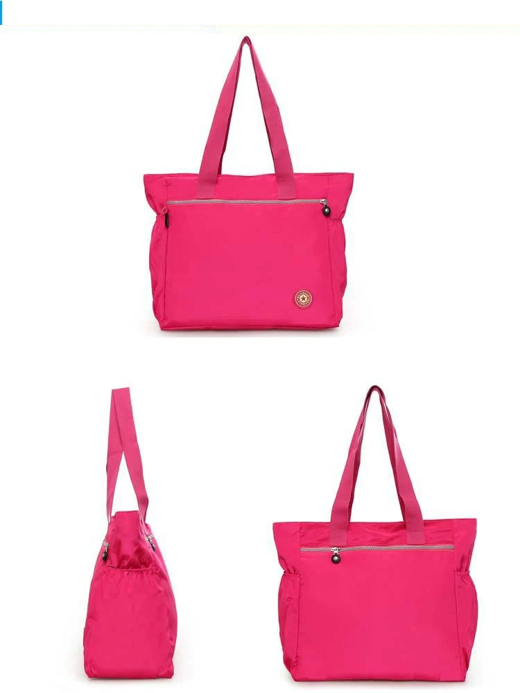 Damentasche, einfarbig, Einkaufstasche, Pendler-Umhängetasche, Freizeit, einfach, Mama, Ausgehen, Tasche, große Kapazität, Nylon-Handtasche, Oxford – Detail 7