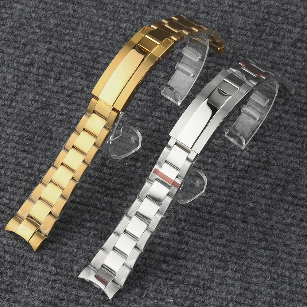 

Ремешок для часов NH35 шириной 20 мм, полированный, в стиле Oyster/Jubilee, с раскладной застежкой, для корпусов часов Datejust, Sub, GMT, ремешок NH35.