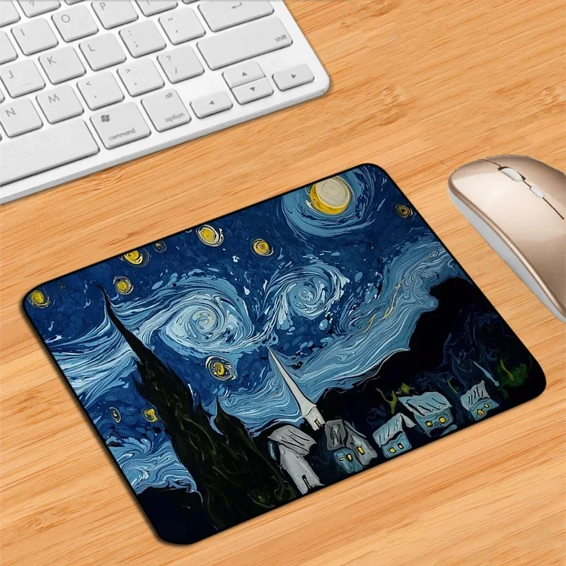 Podkładka pod mysz z animacją Van Gogha, mała podkładka pod klawiaturę do gier komputerowych, antypoślizgowe gumowe podkładki na biurko