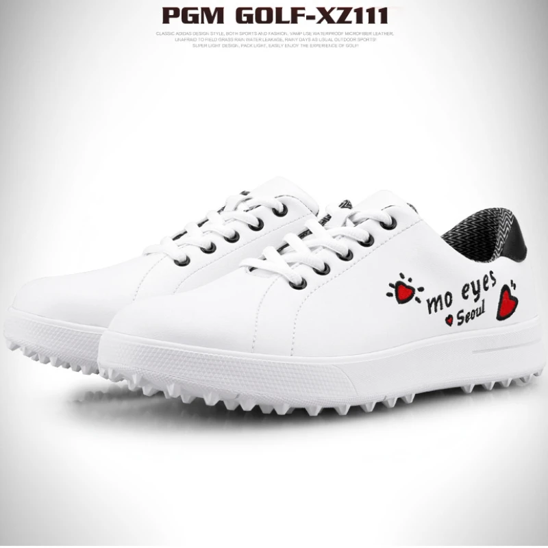 PGM Women\'s Waterproof Golf Shoes Light Weight Soft and Breathable Universal Outdoor Camping Sports All-match White Shoes XZ111