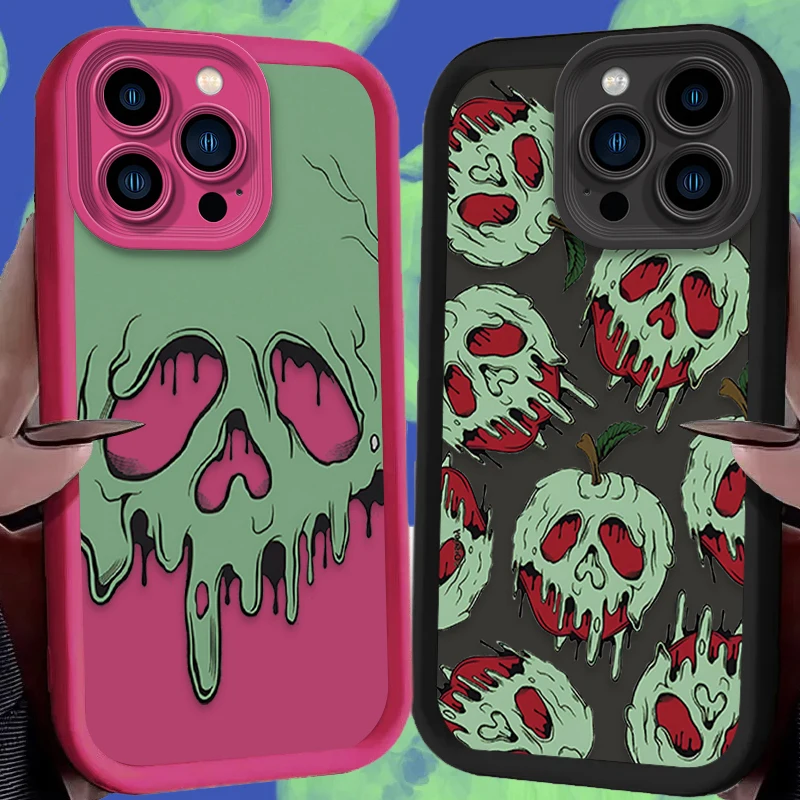 Cartoon Poison Apples Phone Case For iPhone 16 15 14 13 12 11 Pro Max XS Max XR XS 7 8 Plus Shockproof Silicone Back Soft Cover