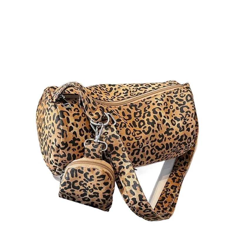 Fashion Hot Selling Crossbody Bag Lightweight Leopard Print Women's 2024 New Canvas Commuting Versatile Crossbody Bags Bolsa