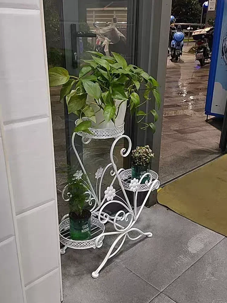 Balcony Flower Rack Iron Plant Stand Corner Indoor Flower Pot Creative Multi-layer Flower Holder Display Household Decoration