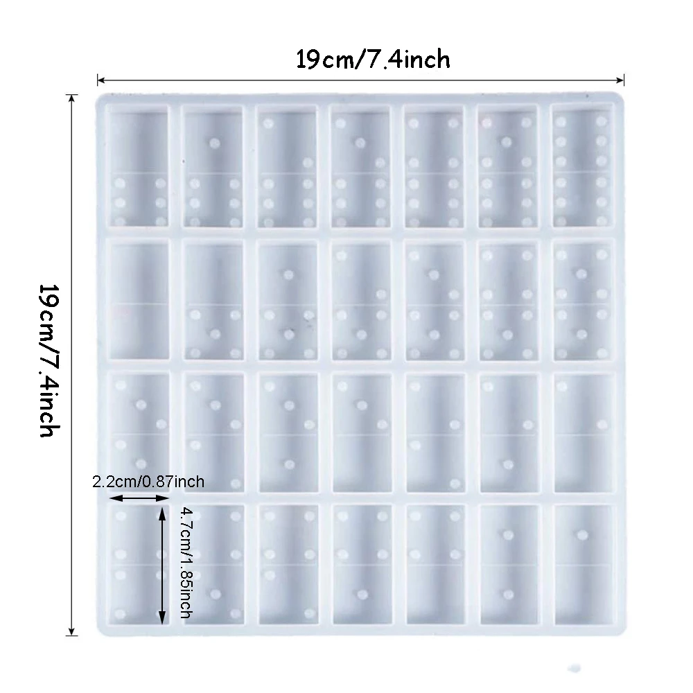 DIY Domino Resin Molds, 1 Set of 28 Cavities Domino Molds for Resin Casting, Domino Double Six Epoxy Resin Molds Silicone Mold