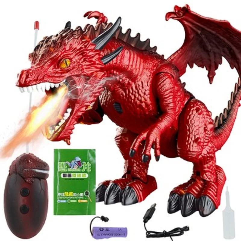 2.4G RC dinozaur Raptor zdalnie sterowany Velociraptor zabawka elektryczna z dźwiękiem światło Spray Dino smok zabawki dla zabawki dla dzieci Gif