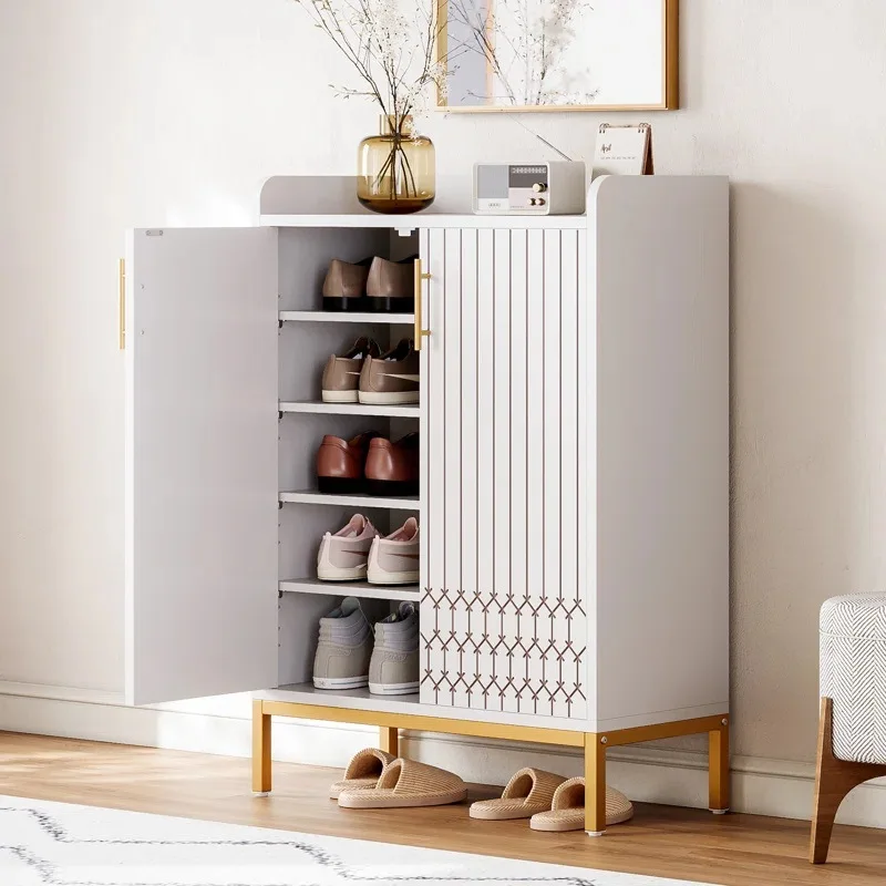 

Wooden shoe cabinet carved pattern storage shoe rack aisle entrance locker living room entry