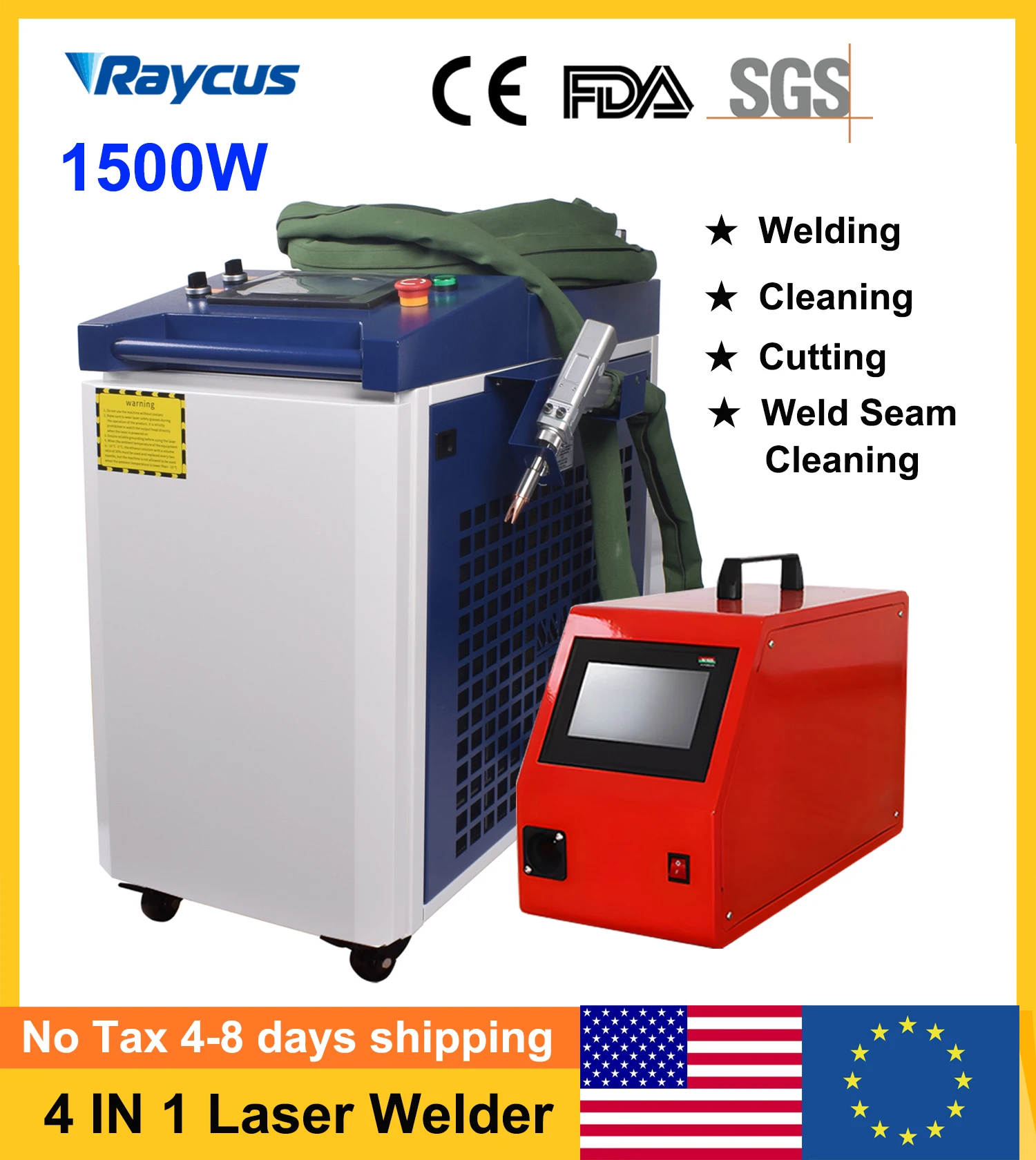 1500W Fiber Laser Welding Machine Raycus 4 in 1 Laser Welding Cleaning Cutting Machine Handheld Laser Welder For Metal EU Stock