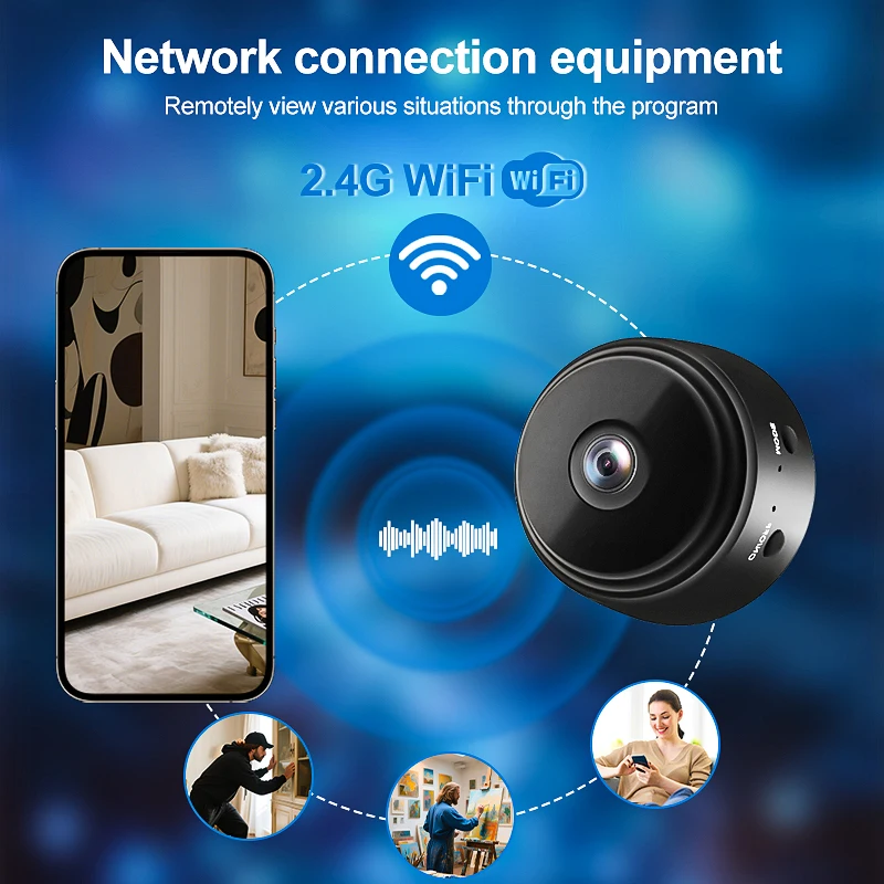 

Беспроводная мини-камера HD для использования в помещении и на улице, беспроводная камера для видеонаблюдения, беспроводная Wi-Fi камера, видеоняня, камера для домашних животных, камера для собак