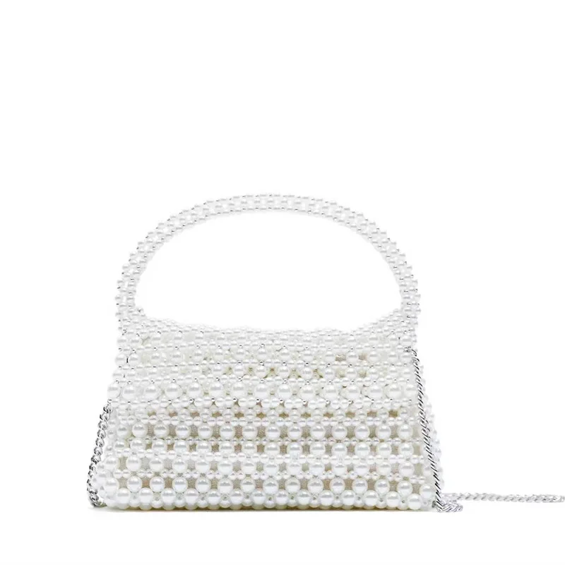 Bolso de perlas hecho a mano para mujer, bolsos de lujo con cuentas, bolsos de diseñador de marca para mujer, bolso de hombro, bolso de noche de boda, bolsos cruzados