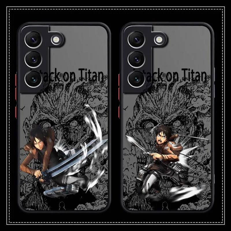 

Attack on Titan Fashion Anime Phone Case For Samsung S25 S24 S23 S22 S21 S20 S10 S9 Ultra Plus Edge FE 5G Frosted Translucent