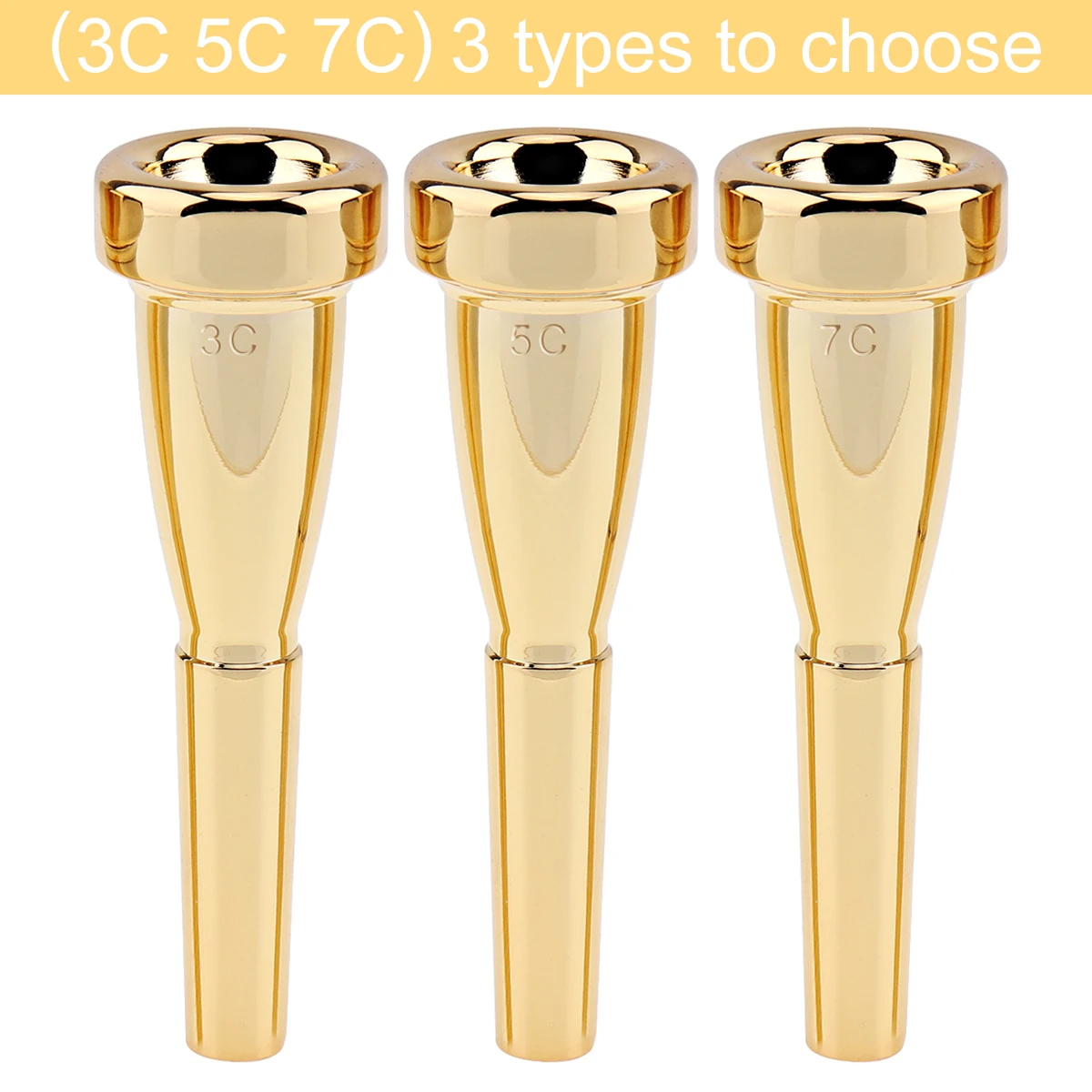 Versilbertes Messinglegierungs-Mundstück-Set 7C 5C 3C für Trompeten, passend für Yamaha / Bach / Conn / King, mit Bürste, Reinigungstuch, EVA-Etui – Detail 19