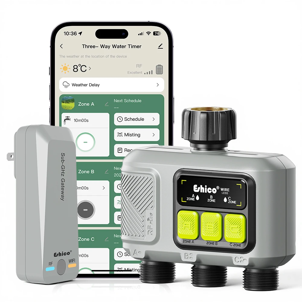 2026 Smart Irrigation Kit: HCT-658 3-Zone Water Timer + WiFi Gateway, Remote APP Control, Heavy Duty for Allotment, Patio,  Gard