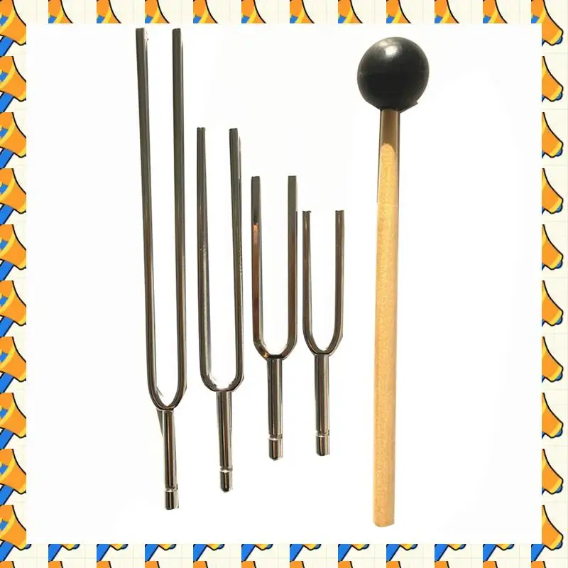 

ABYB 4Pcs Accurate Frequency 256Hz 320HZ 384HZ 512Hz Music Tuning Fork Set Music Flat Fork Measure Gauge With Hammer Durable