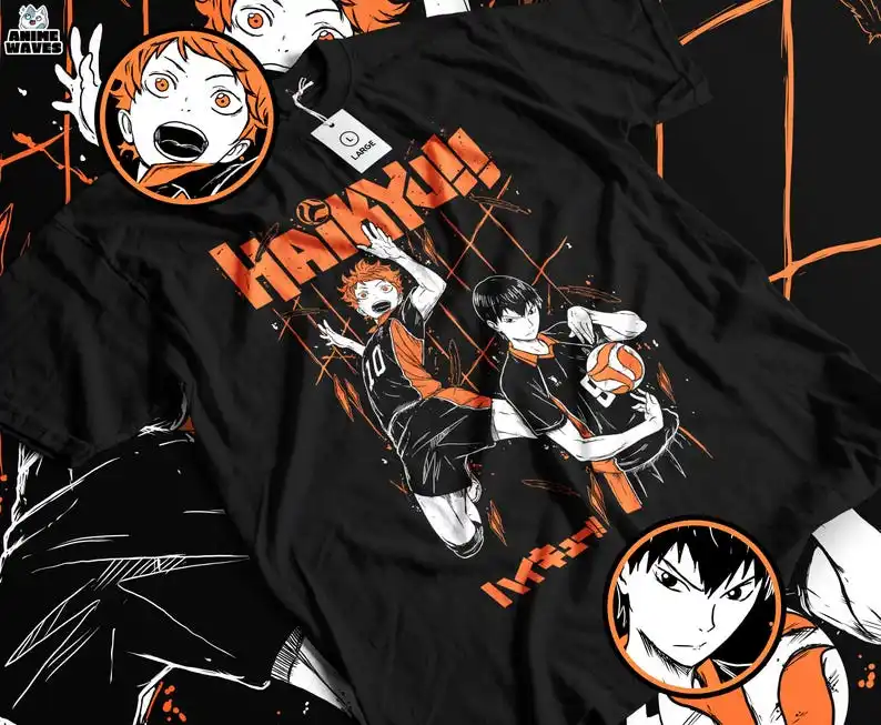 Volleyball Unisex T-shirt - Japanese Anime Style, 2010s Manga Graphic, Iconic Sports Rivalry Apparel,