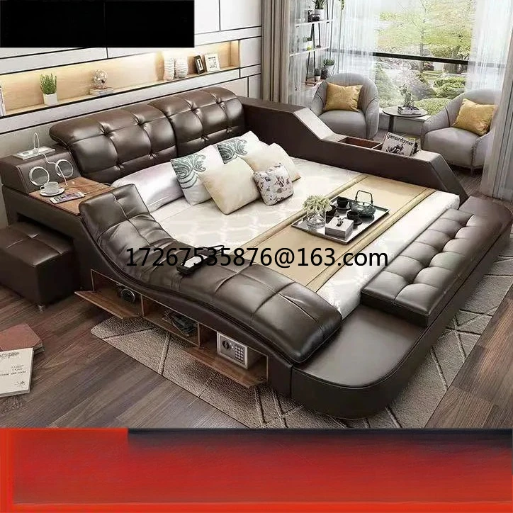 

Tatami master bedroom massage leather bed simple modern double bed multi-functional storage soft wedding bed