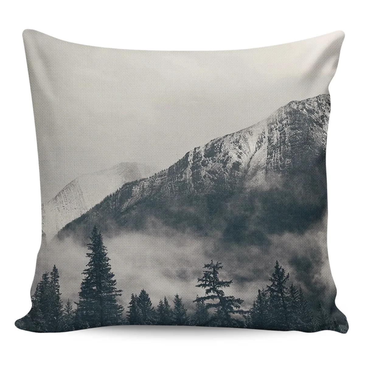 2/4PCS Waterproof Pillow Cover Misty Mountain Forest Square Throw Pillowcase Home Decorations Home Sofa Cushion Cover