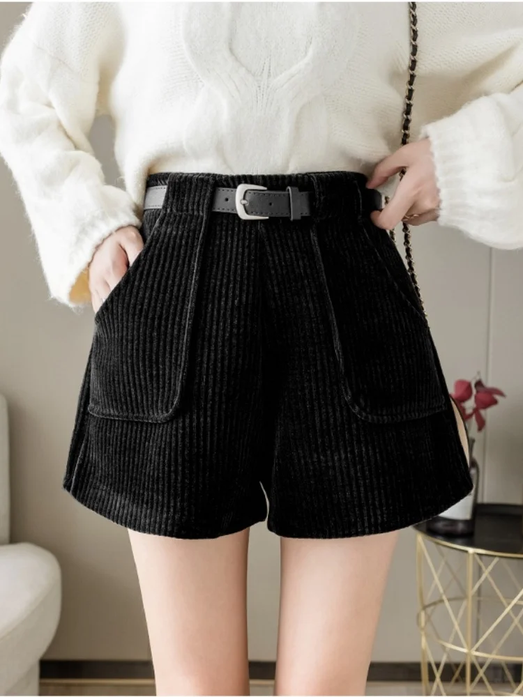 SMTHMA ريترو تصميم سروال قصير مستقيم الساق سراويل تقليدية للنساء خريف شتاء 2025 جديد فضفاض سليم شيك السراويل #2