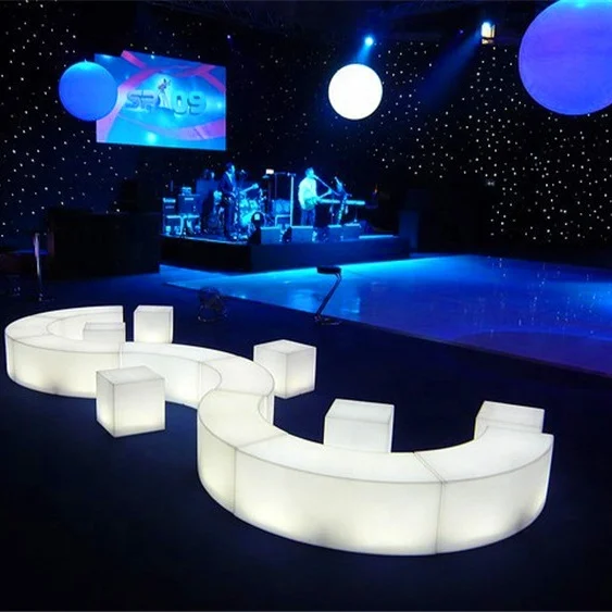 

Modular LED Curved Bench Light Up Bench Rotomolded Plastic Glow Seating For Event