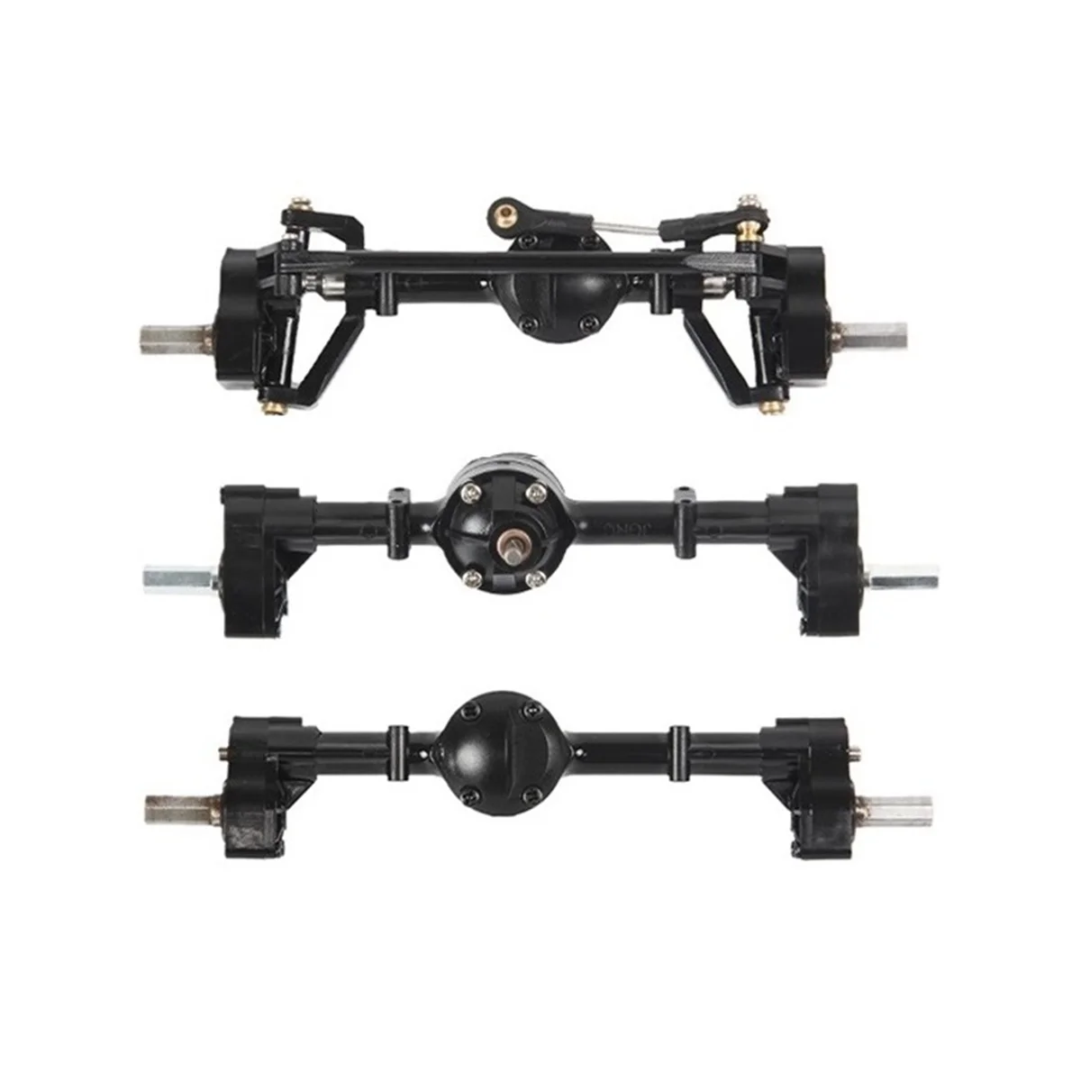 A94Z 3Pcs Front Middle Rear Portal Axle Set for WPL B16 B36 6X6 6WD 1/16 RC Car Upgrade Parts Accessories