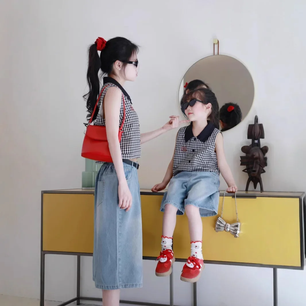 Like Mother Like Daughter Clothes Mom and Baby Girls Vest Jeans Clothes Summer Fashion Mommy and Me Matching Two Piece Outfit