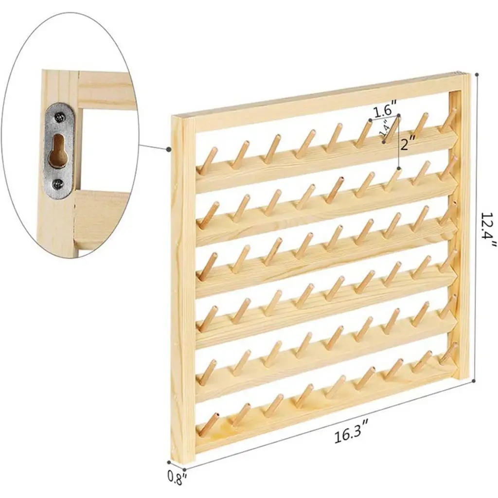 54 pás rack de linha suporte de linha de pinho organizador rack de parede bordado preto