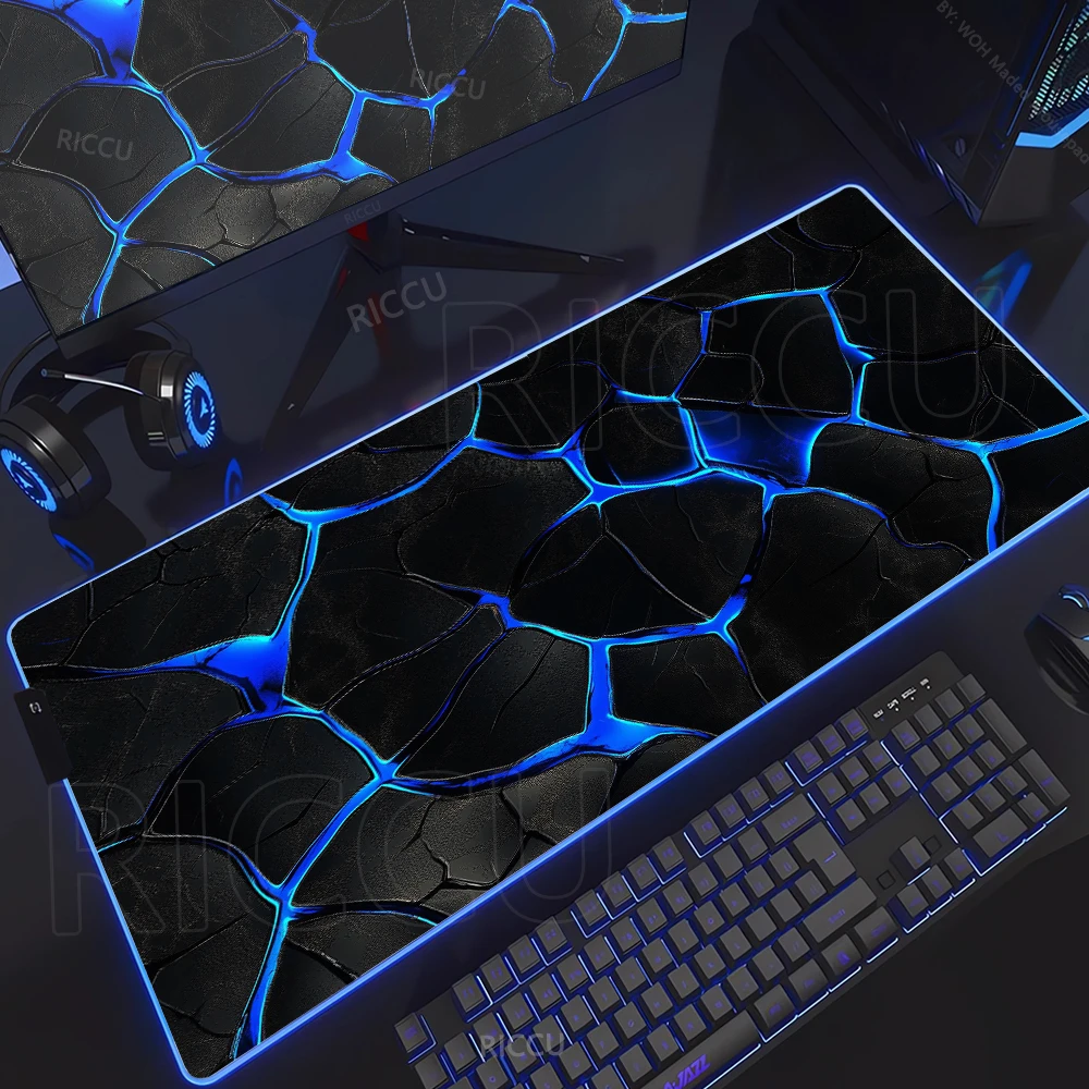 

RGB HD Светящаяся текстура Мраморные аксессуары для ПК Геометрическое искусство Большой игровой коврик для мыши Геймерский светодиодный настольный коврик Игровая клавиатура Настольные коврики