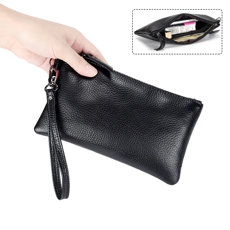 

Fashion Genuine Leather Wallets for Women Simple Red Wallet Female Long Coin Purse Wristlet Phone Clutch Bag Card Holder Wallet