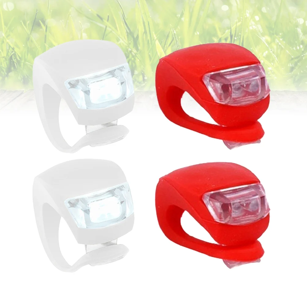 Juego de lámparas de luz de seguridad para rueda delantera y trasera de silicona para ciclismo, accesorios brillantes e impermeables (2 negros y 2 rojos), 4 Uds.