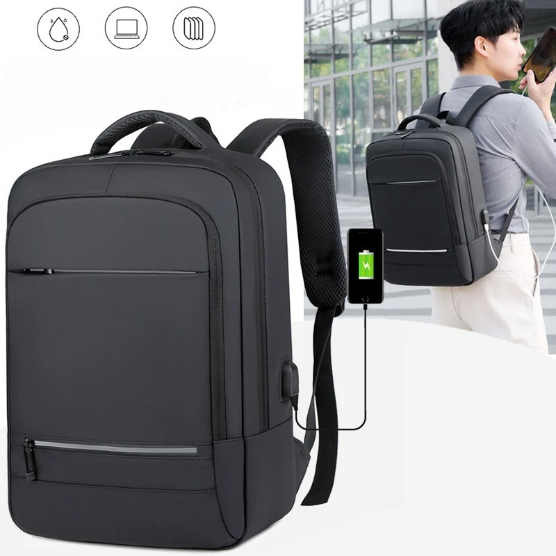 Leisure Multifunctional Backpack New Simple Solid Color Business Computer Bag Luggage Case Inserted with Student Schoolbags.