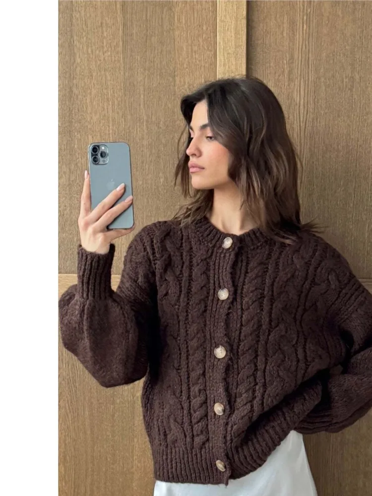 

Winter Clothes Woman Pulls Femmes All-match Loose Simple Style Sweater Cardigan Comfortable Solid Color Fashion Trendy Commuting
