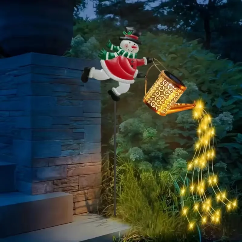 Snowman Solar-Gießkannen-Lichterkette – 36 Warmweiße LEDs, Wetterfest, IP65, Mit Erdspieß, Für Garten Und Weihnachtsdeko