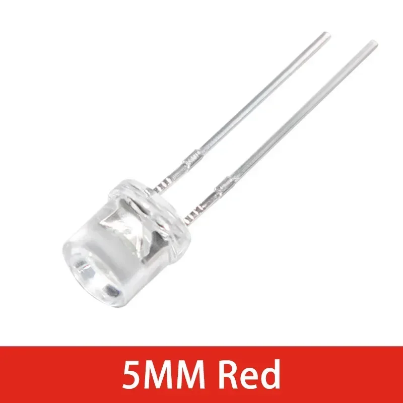 50/100PCS 5mm Led Flat LED Diode Transparent Red Yellow Blue Green White Led Lights Diod F5 Led Lights