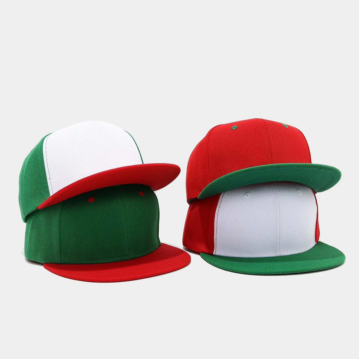 

Flat Brim Hip Hop Solid Hats Red White Green Color-blocking Men Women Casual Sun Protection Hat Caps Dropshipping