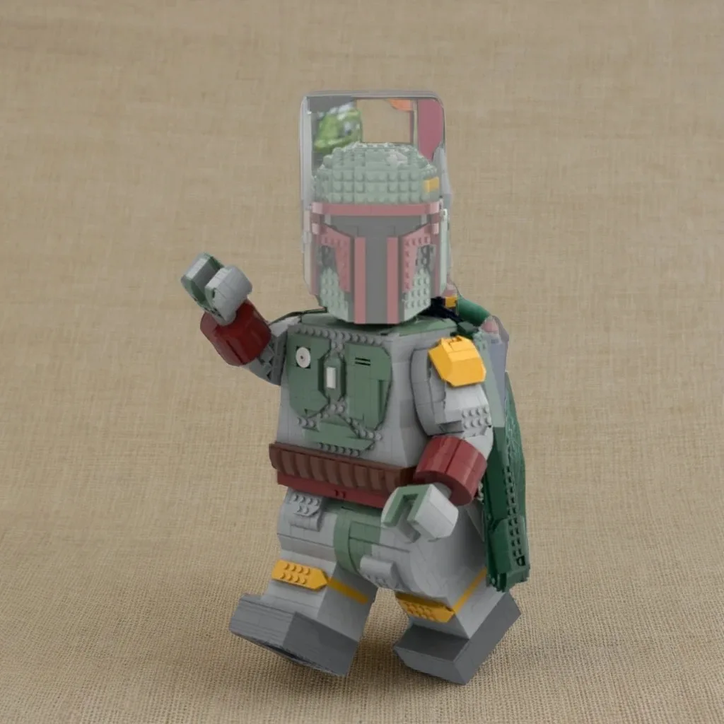 

1601 шт., фигурка со звездным тестом MOC Boba Fett Mega без шлема, модель «сделай сам», строительные блоки, игрушки на день рождения, подарок