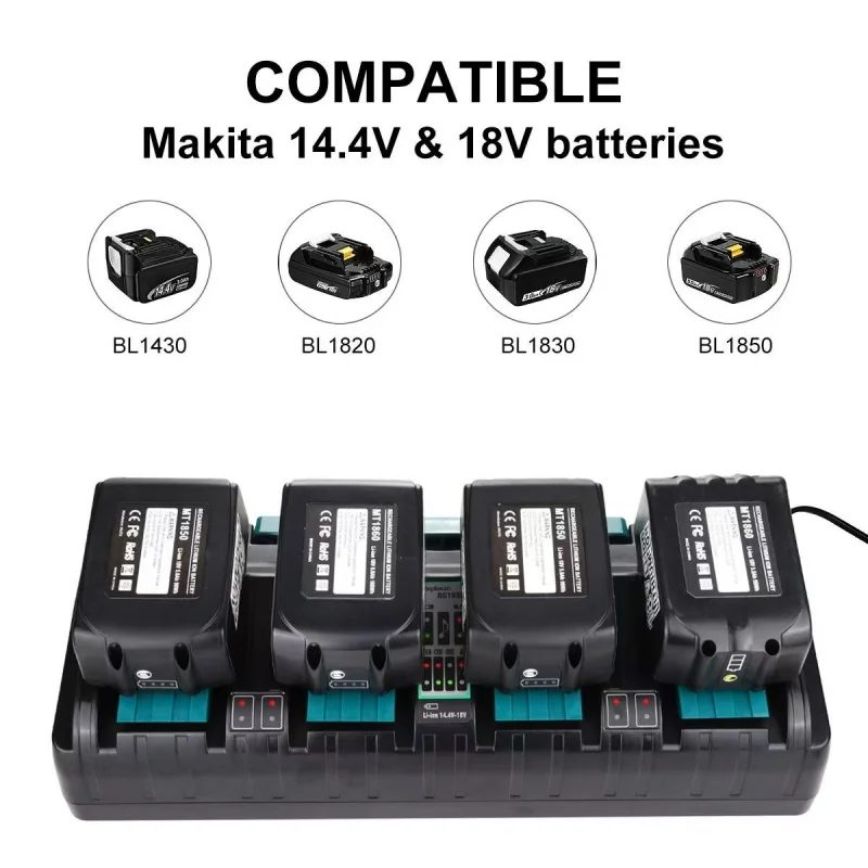 

Multi-Dock Dual Port Fast Charger for Makita 18V & 14.4V Li-ion Battery Charger Station Compatible with DC18RD DC18RC Chargers