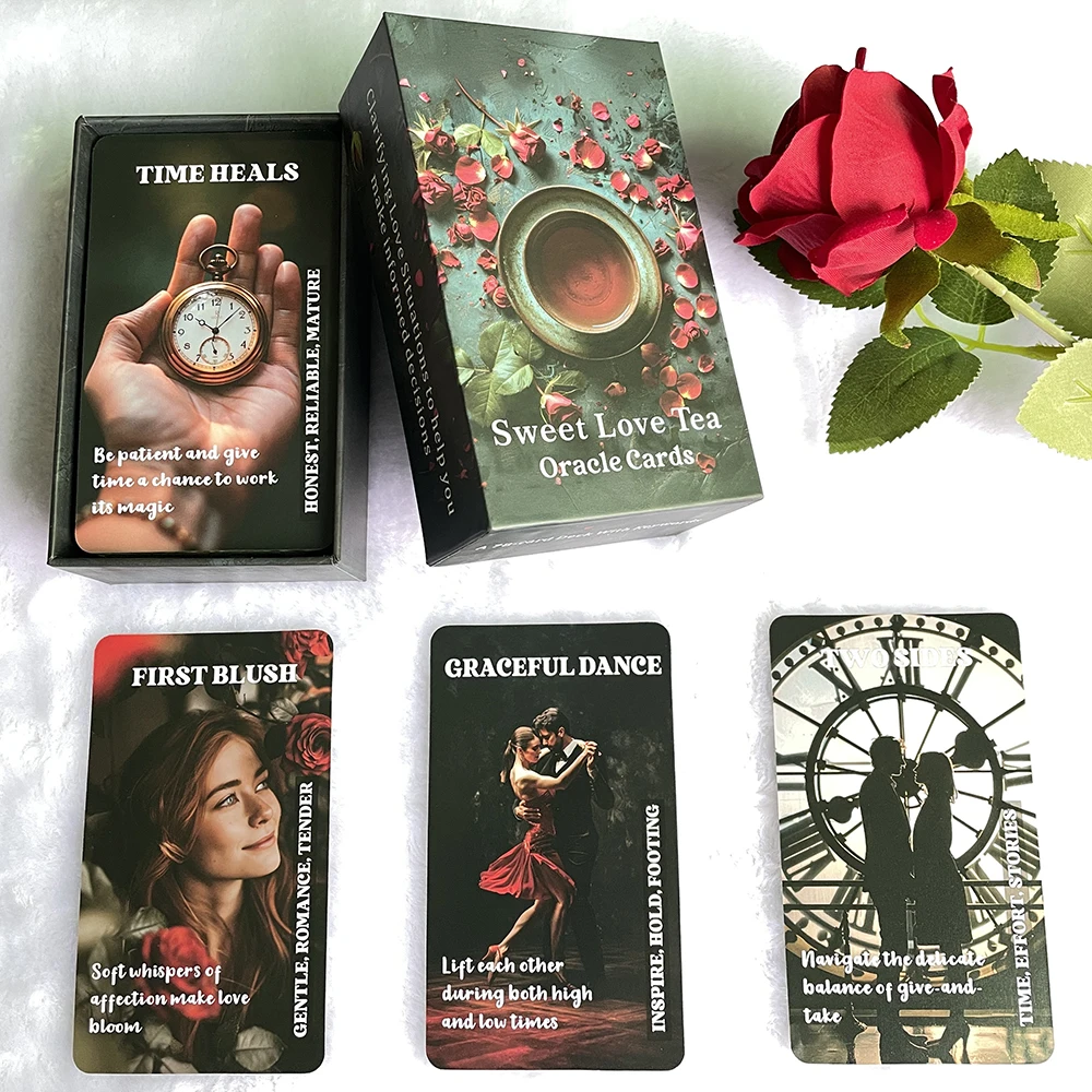 Tarot Deck Sweet Love Tea Oracle Cards 12x7cm 78-cards Prophecy Keywords in Box 400 GSM Paper English Taro