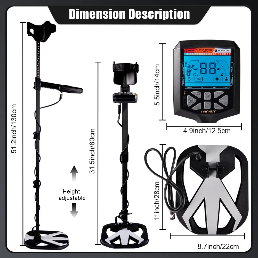 Professional Underground Metal Detector X13 with IP68 Waterproof High Sensitivity Coil,Auto Ground-balance LCD Display PP