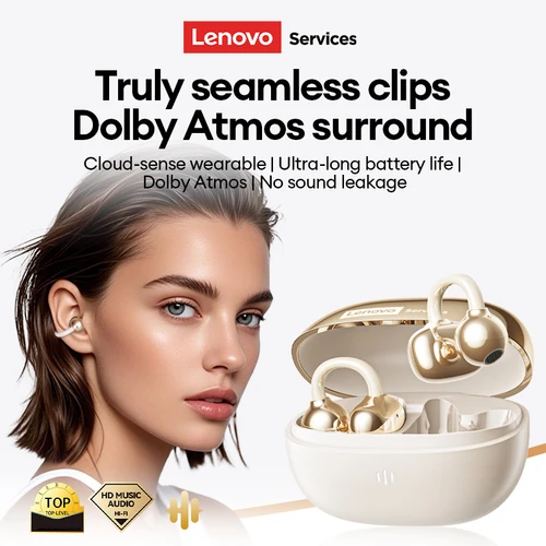 Imagen 2 del producto Nuevos Auriculares Inalámbricos Bluetooth 6.0 Lenovo RS103 con Clip para la Oreja 360 °   Auriculares con Sonido Envolvente, 24 Horas de Duración de Batería, Auriculares con Micrófono