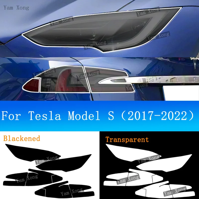 

Car Headlight Taillight Transparent Protective Film For Tesla Model S 2017-2022 Front Golden Armored Tail Black Wrap Cover Films