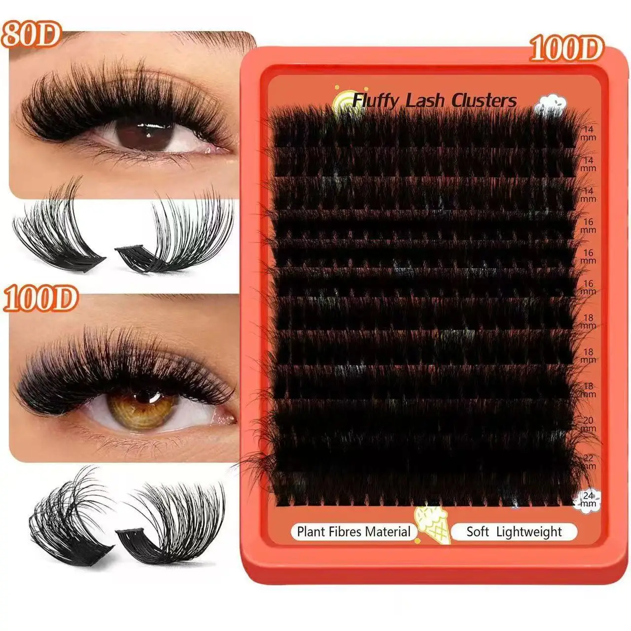 Flauschige Wimpernverlängerungen 80D100D Wimpernbuch-Set D-Curl LASH Mega-Volumen Einzelwimpern Wimperncluster – Detail 6