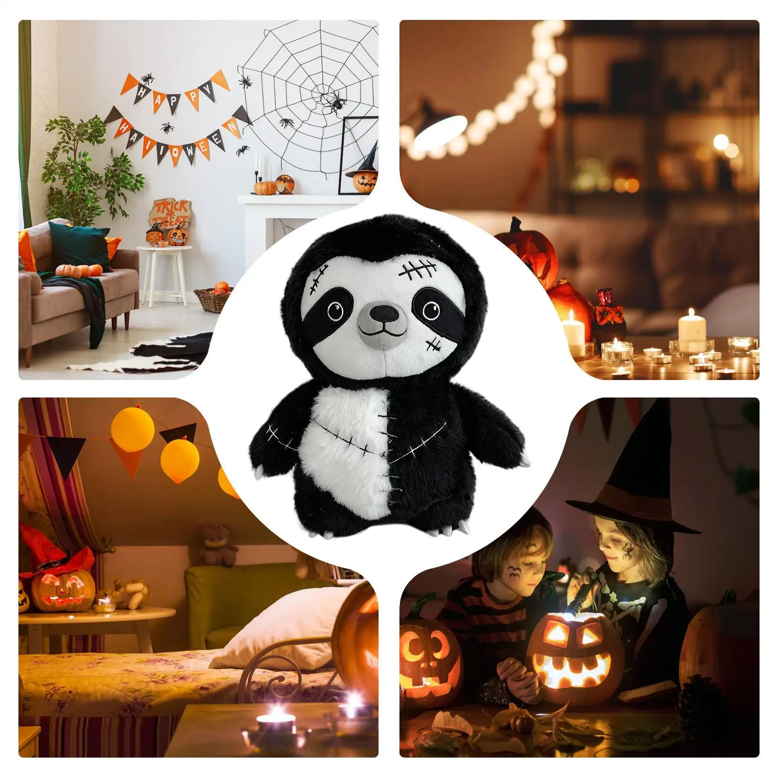 Gevulde luiaard 11 inch Halloween-pop pluche zachte dierenpop voor tieners volwassenen verzamelaars slaapkamer woonkamer studeerauto slaapbank