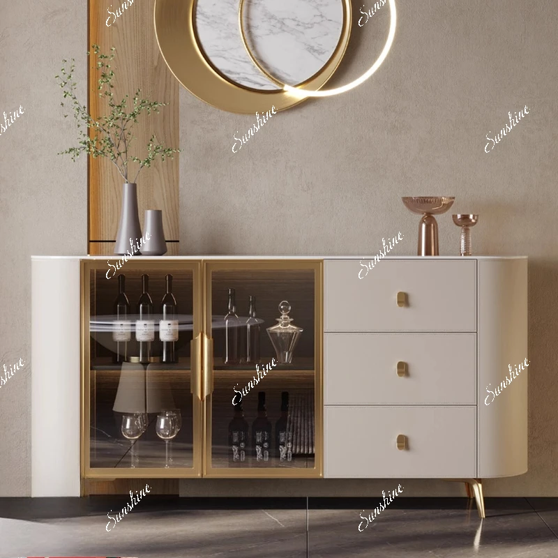 Modern simple small apartment rock slab light luxury villa dining room storage, living room, secret cabinet