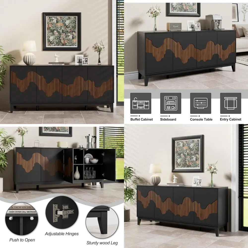 

Современный буфетный шкаф с коричневым водяным потоком и местом для хранения вещей