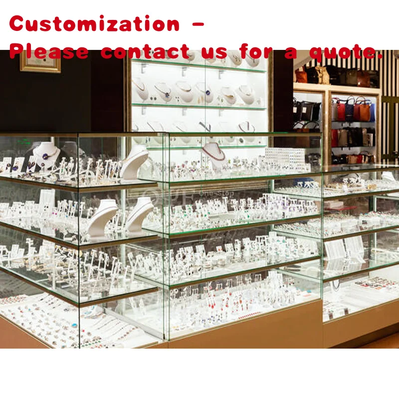 

custom.Luxury Jewellery Store Glass Display Showcase with Lights Jewelry Display Counters Modern Jewelry Kiosks Mall