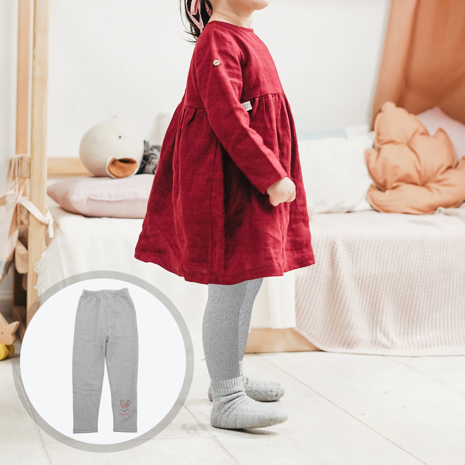 

Warm Cotton Thermal Pants Girls Kids Fleece Lined Thick Leggings Stretchy Cozy Winter Warm Pants Perfect for School Casual