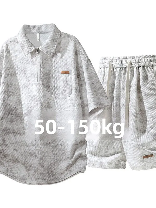 ensemble-de-sport-d'ete-en-soie-glacee-coupe-ajustee-pour-homme-–-t-shirt-a-col-a-manches-courtes-et-short-respirant-leger-grandes-tailles